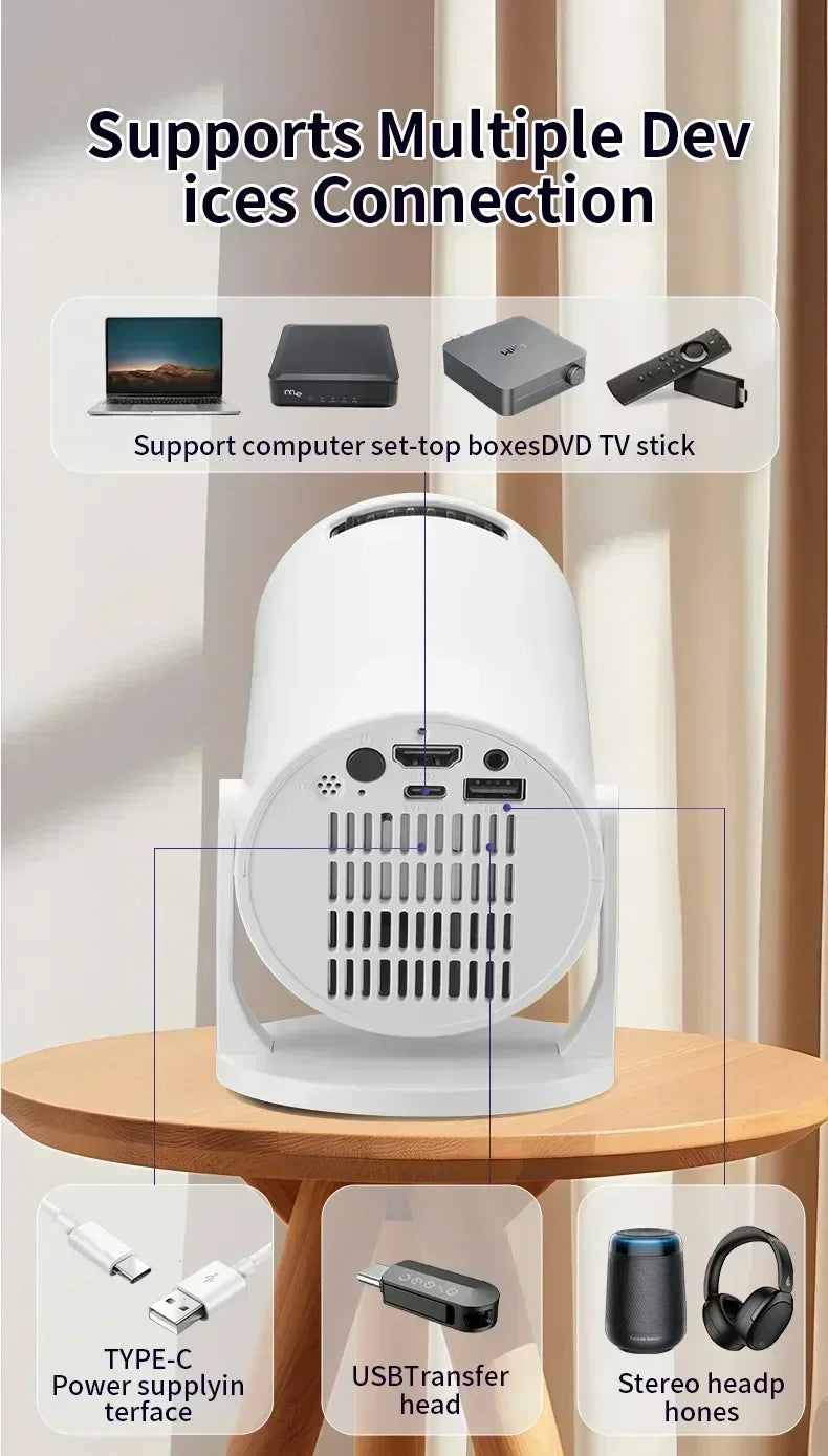 1080P 1280720P Cinema HY300 New Projector 4K Android 11 Wifi6 290ANSI Allwinner H713 BT50 Outdoor Portable Projectors