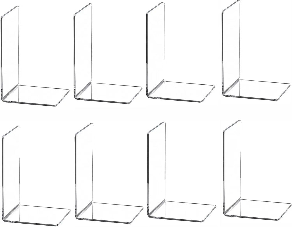 2-8 Pieces Book Ends, Bookends, Books Stand, Books Stoppper, Clear Bookend for Shelves, Acrylic Book Ends for School, Library