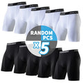5 Pcs Men's Black And White Classic Cycling Long Underwear Multi-size Running Fitness Comprehensive Training Shorts Teenagers
