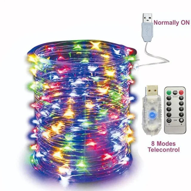 30M USB Fairy String Lights LED Sliver Wire Lights With 8 Lighting Modes Remote Control For Bedroom Christmas Decor