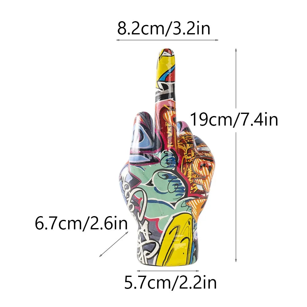 Graffiti Middle Finger Figurines Pop Street Art Statue Desktop Living Room Home Decoration Accessories Mantel Bookshelf Interior