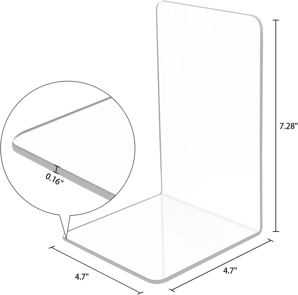 2-8 Pieces Book Ends, Bookends, Books Stand, Books Stoppper, Clear Bookend for Shelves, Acrylic Book Ends for School, Library