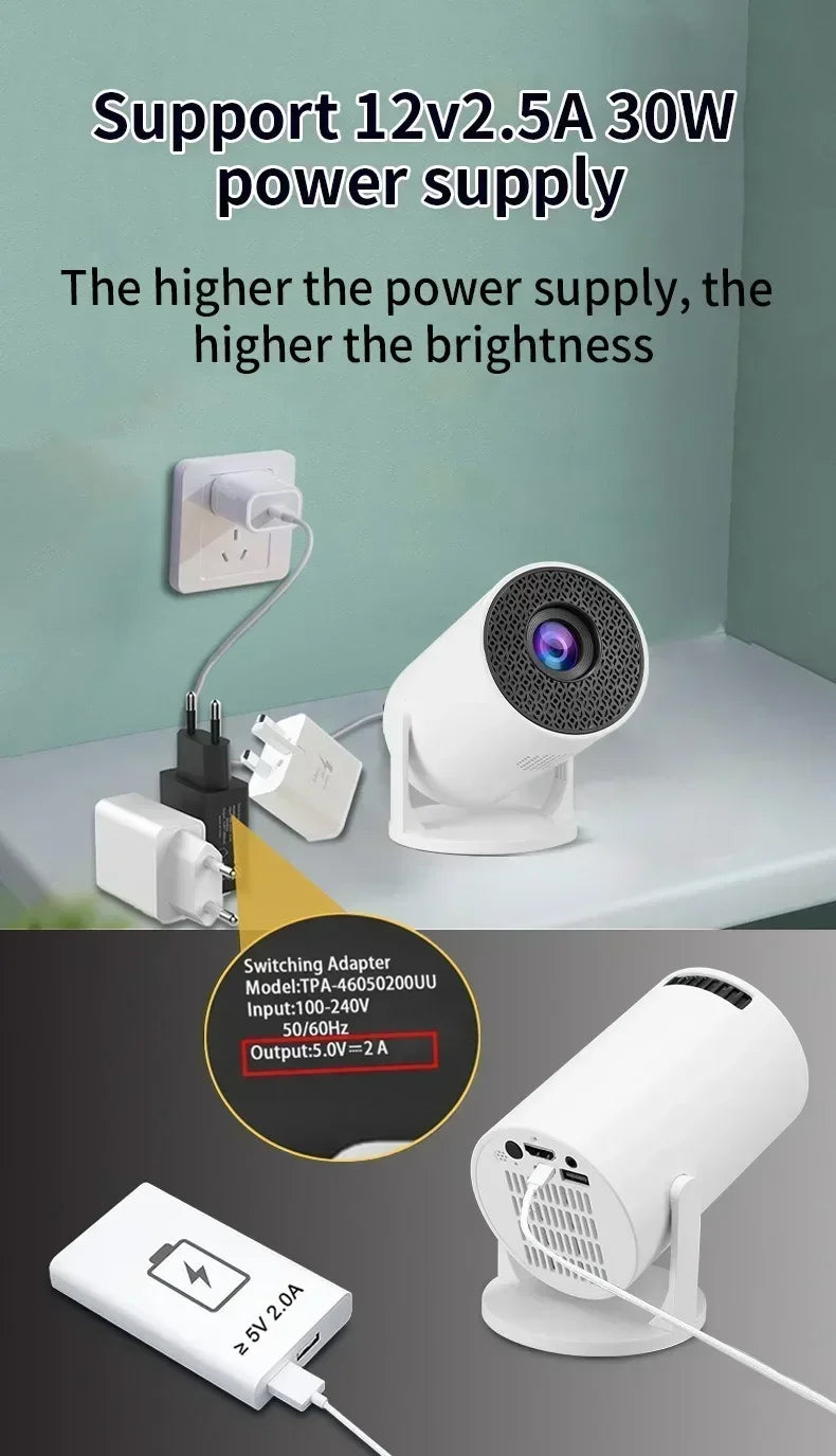 1080P 1280720P Cinema HY300 New Projector 4K Android 11 Wifi6 290ANSI Allwinner H713 BT50 Outdoor Portable Projectors