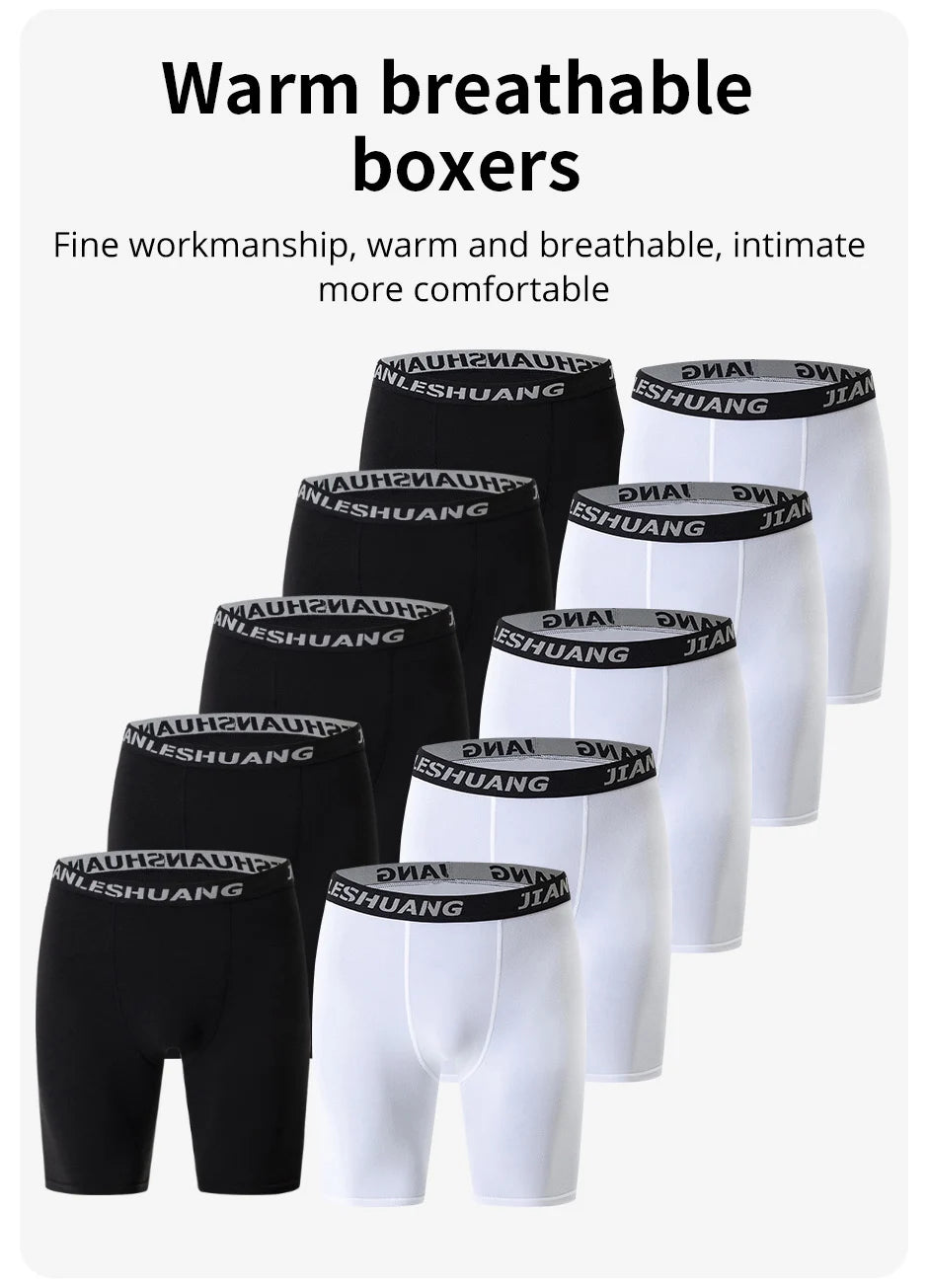 5 Pcs Men's Black And White Classic Cycling Long Underwear Multi-size Running Fitness Comprehensive Training Shorts Teenagers