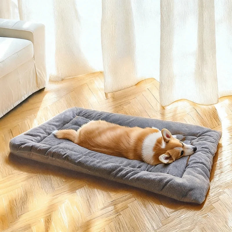 Extra Large Plush Dog Bed Sofa Thickened Super Soft Polyester Pet Mat Dog Crate Mat Bed