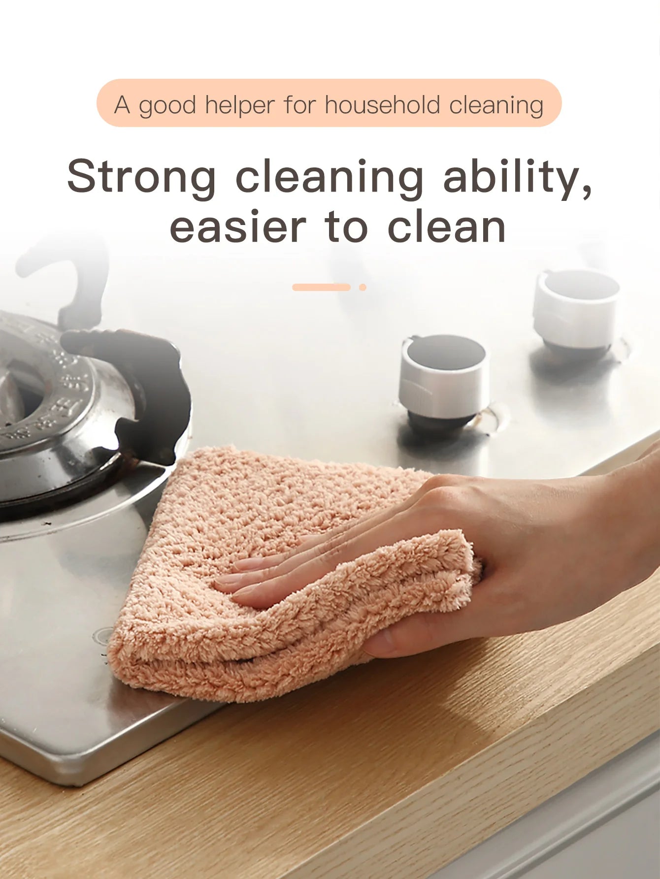 Plush Plaid Coral Fleece Cleaning Cloth, Thickened Absorbent Microfiber Dishcloth, Household Cleaning Oil Stain Remover Kitchen Rag