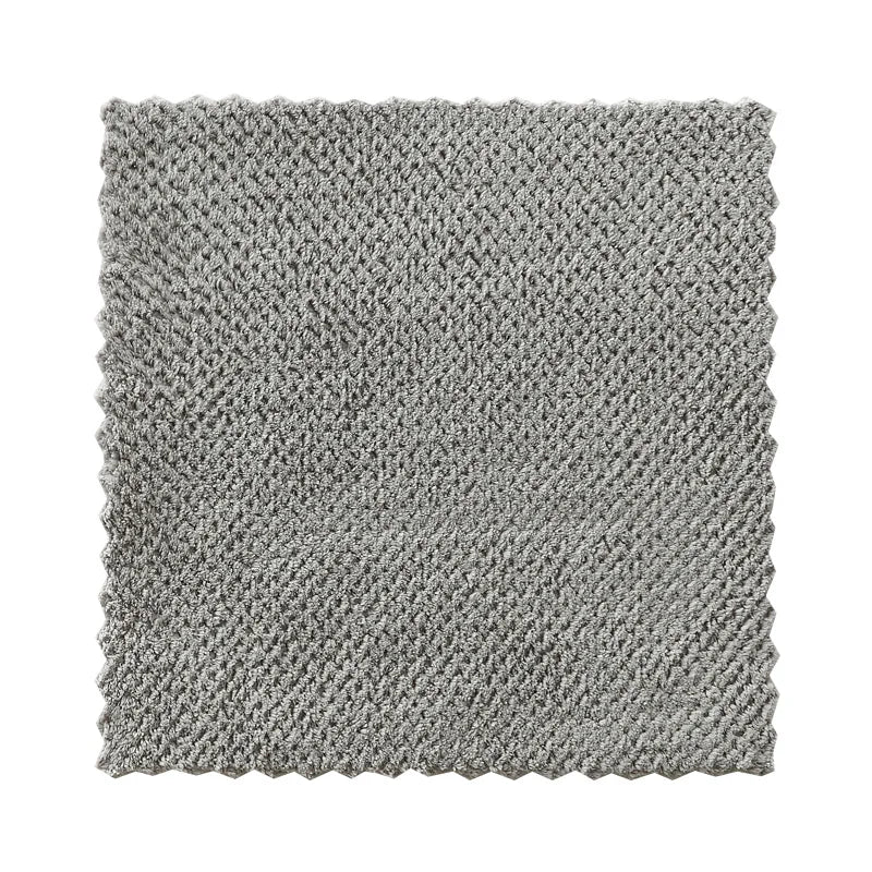 Plush Plaid Coral Fleece Cleaning Cloth, Thickened Absorbent Microfiber Dishcloth, Household Cleaning Oil Stain Remover Kitchen Rag