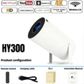 1080P 1280720P Cinema HY300 New Projector 4K Android 11 Wifi6 290ANSI Allwinner H713 BT50 Outdoor Portable Projectors