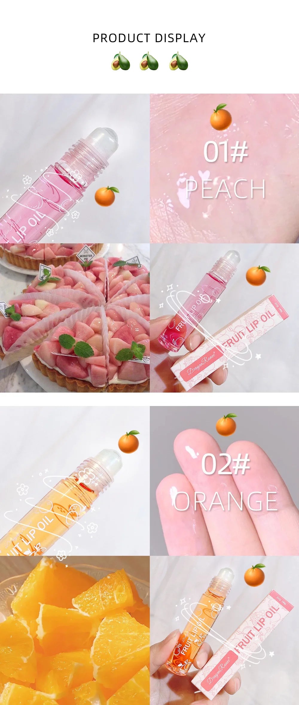 Fruit Lip Oil, Daily Base, Water-Glossy Mirror Finish, Enhances Complexion, Lip Gloss, Moisturizing, Long-Lasting, Waterproof, Versatile Lip Oil