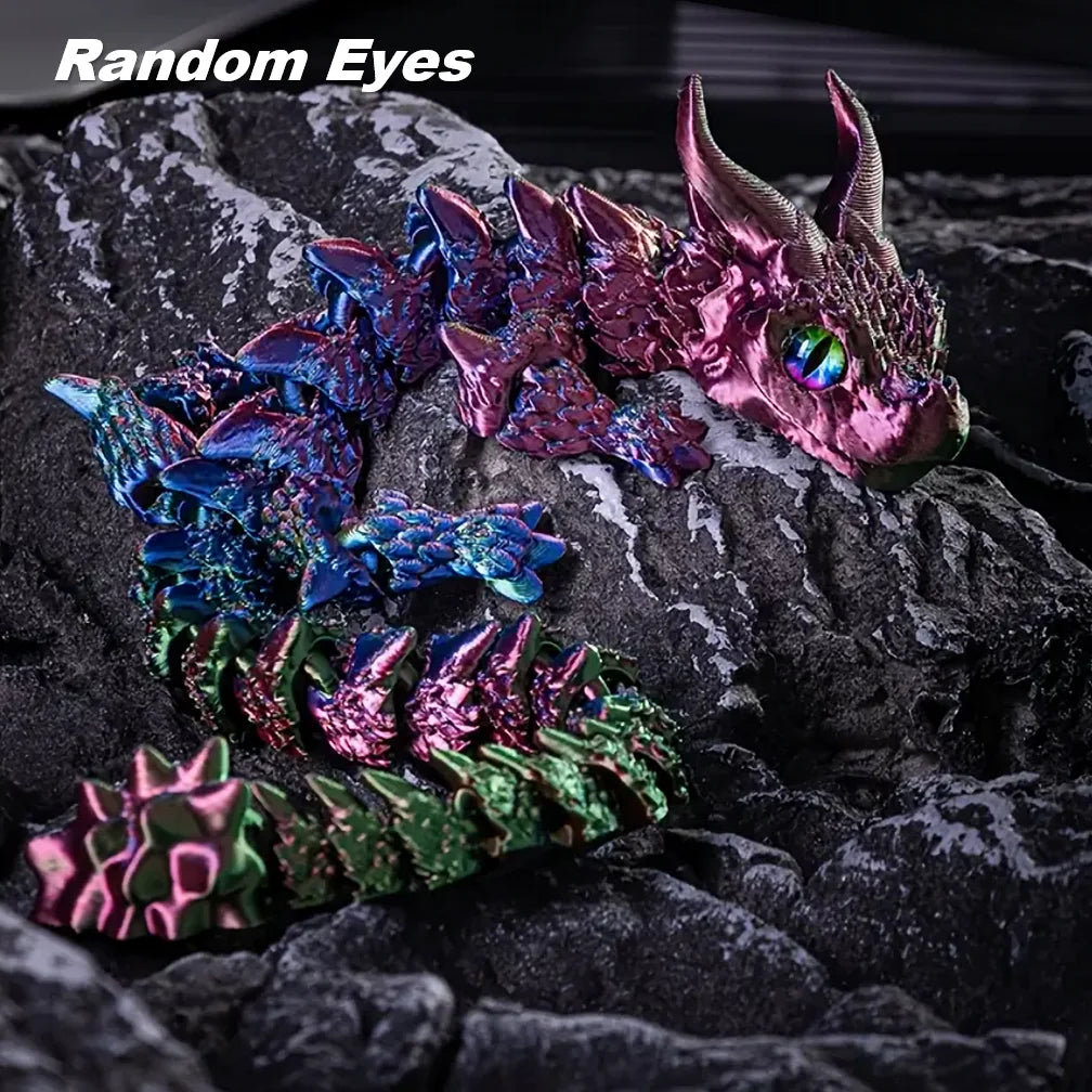1pc Charming 3D Printed Double-Horned Dragon Figurine with Random Eyes - Ideal for Car Ornament, Home & Car Decor, Living Room