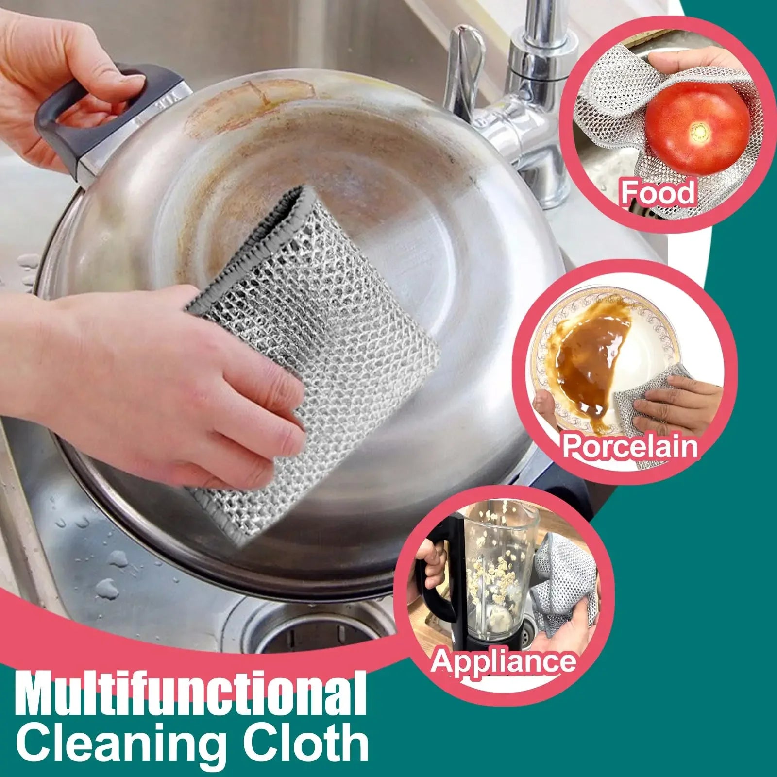 Thickened Steel Wire Cleaning Cloth Non-Scratch Double-layer Single-Layer Iron Microfiber Mesh Dishrag Washing  Kitchen Towel
