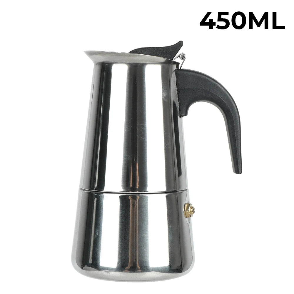 Coffee Maker Pot Moka Coffee Maker Stainless Steel 9 Cups Mocha Espresso Latte Stovetop Filter Coffee Pot for Kitchen