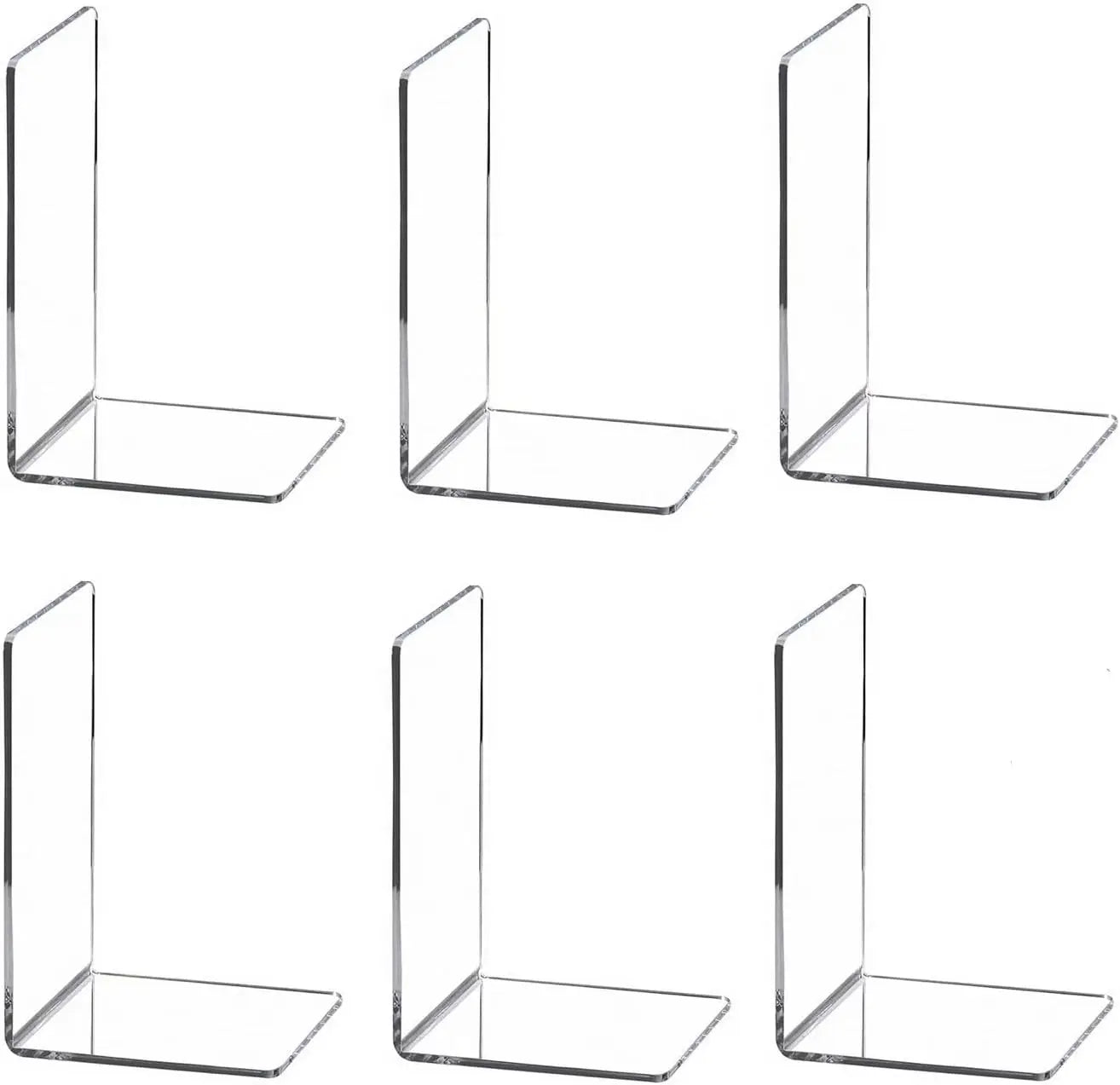 2-8 Pieces Book Ends, Bookends, Books Stand, Books Stoppper, Clear Bookend for Shelves, Acrylic Book Ends for School, Library