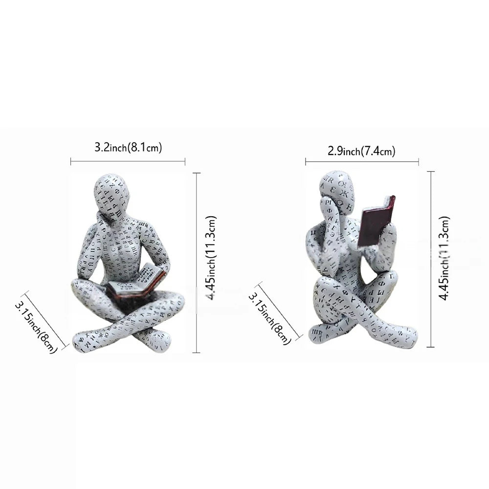 Bookshelf Decor Pulp Reading Thinker Sculpture Women Red Book Abstract Art Statue Ornaments Modern Aesthetic Figurine Accents