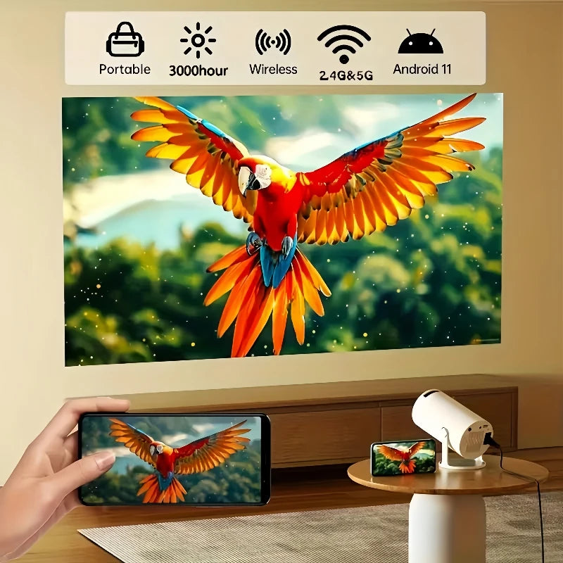 1080P 1280720P Cinema HY300 New Projector 4K Android 11 Wifi6 290ANSI Allwinner H713 BT50 Outdoor Portable Projectors