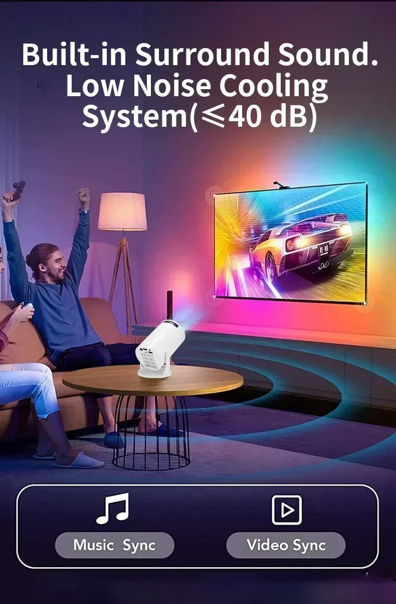 1080P 1280720P Cinema HY300 New Projector 4K Android 11 Wifi6 290ANSI Allwinner H713 BT50 Outdoor Portable Projectors