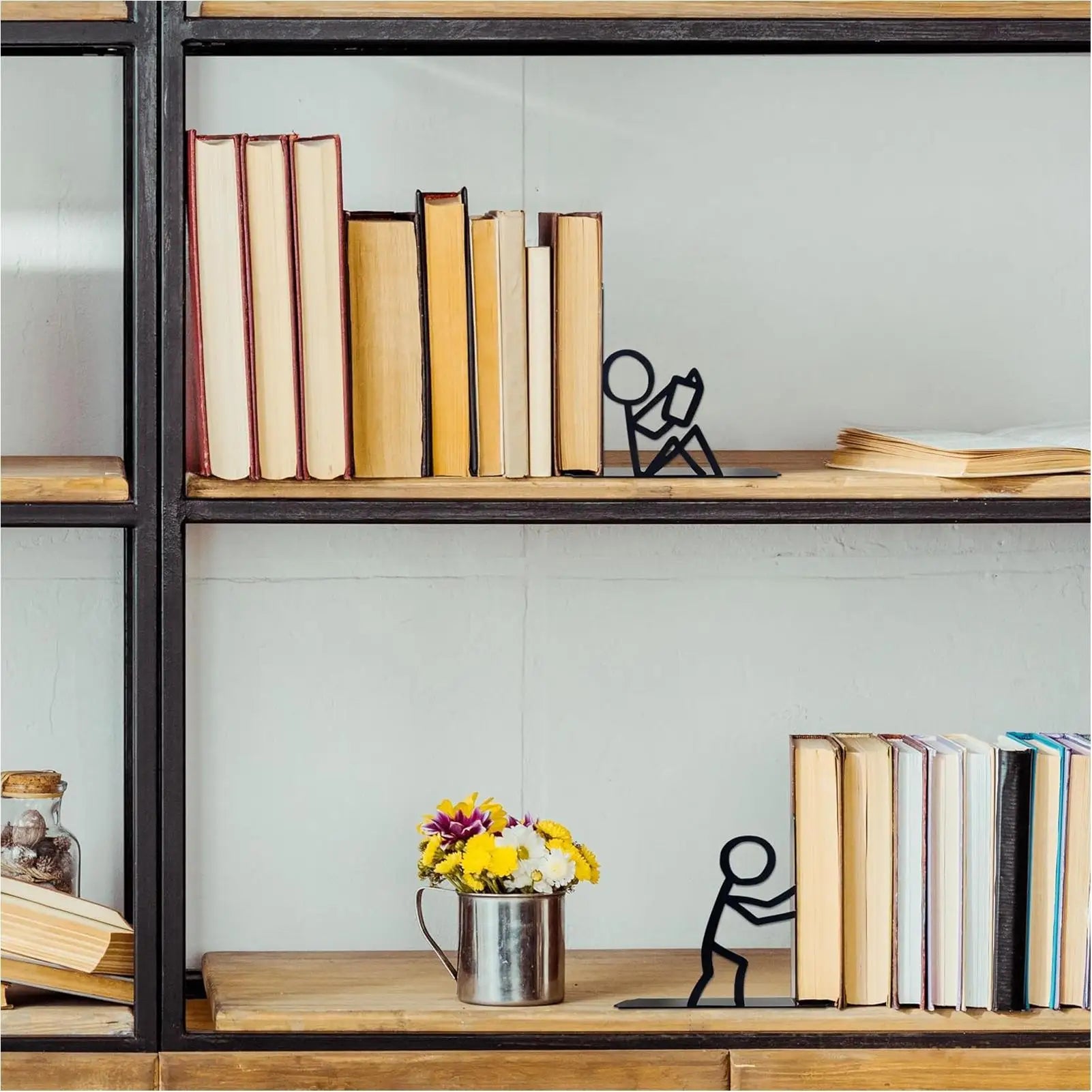 Bookends for Shelves Non-Skid Space-Saving Holder Book Stopper Organzier for Kids Room for Bookshelves Coffee Tables Library TV