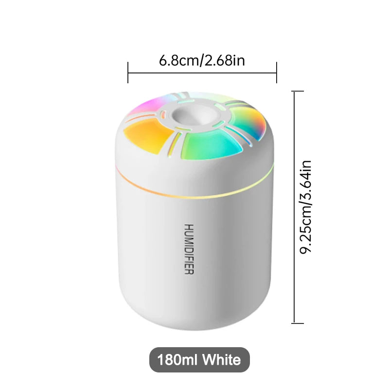 Ultrasonic 5V USB 180ml Humidifier Mist Maker Car Aroma Diffuser Essential Oil Purifier with RGB Ambient Lamp DIY Air Fresher