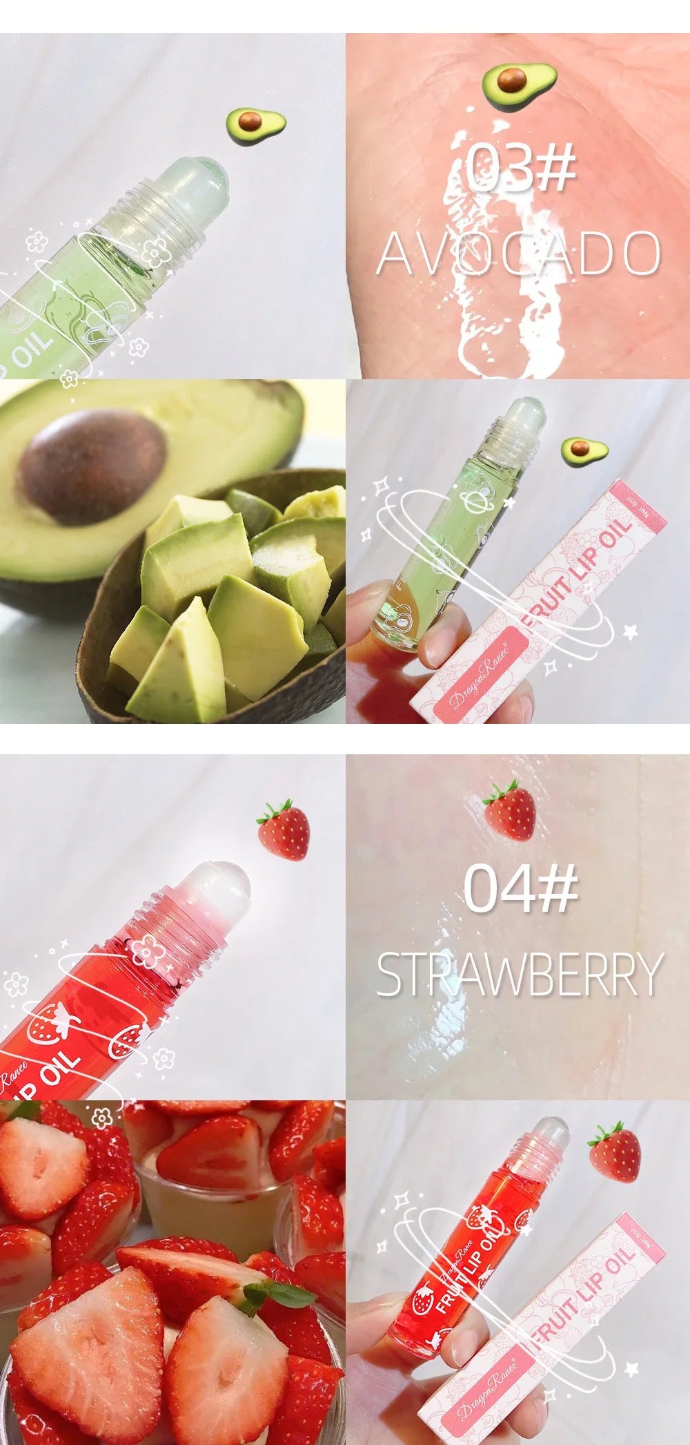 Fruit Lip Oil, Daily Base, Water-Glossy Mirror Finish, Enhances Complexion, Lip Gloss, Moisturizing, Long-Lasting, Waterproof, Versatile Lip Oil