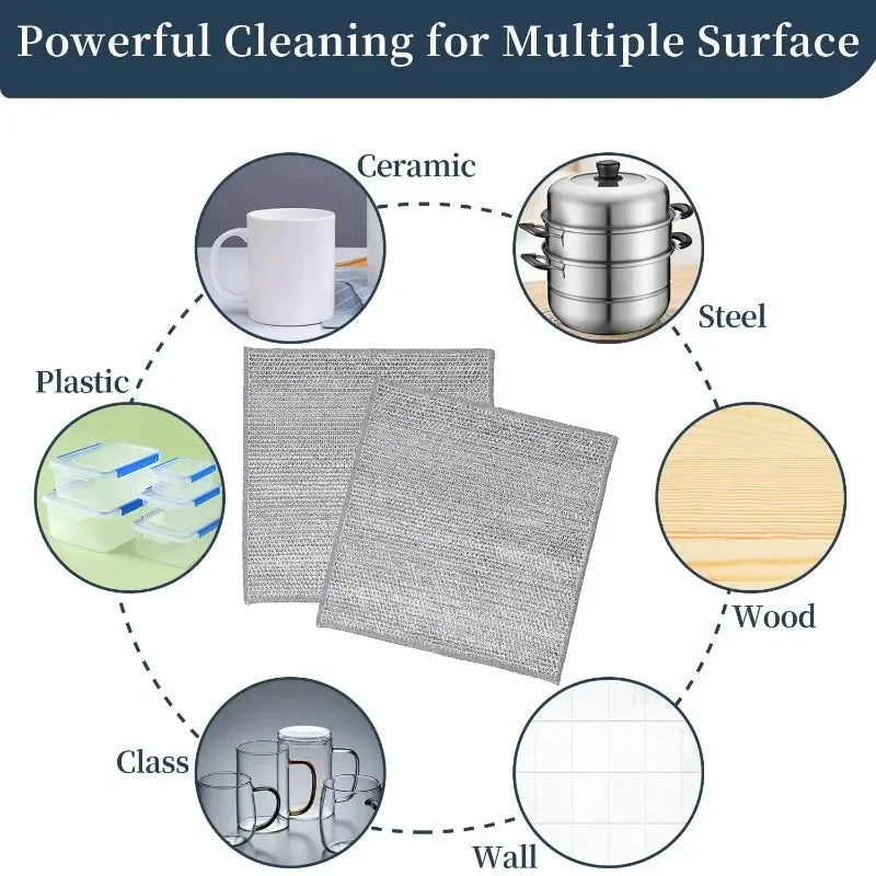 Thickened Steel Wire Cleaning Cloth Non-Scratch Double-layer Single-Layer Iron Microfiber Mesh Dishrag Washing  Kitchen Towel