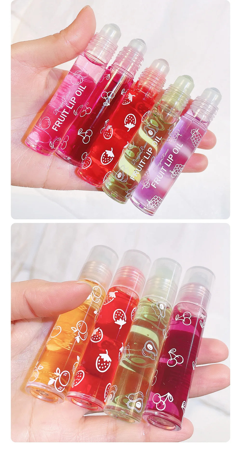 Fruit Lip Oil, Daily Base, Water-Glossy Mirror Finish, Enhances Complexion, Lip Gloss, Moisturizing, Long-Lasting, Waterproof, Versatile Lip Oil