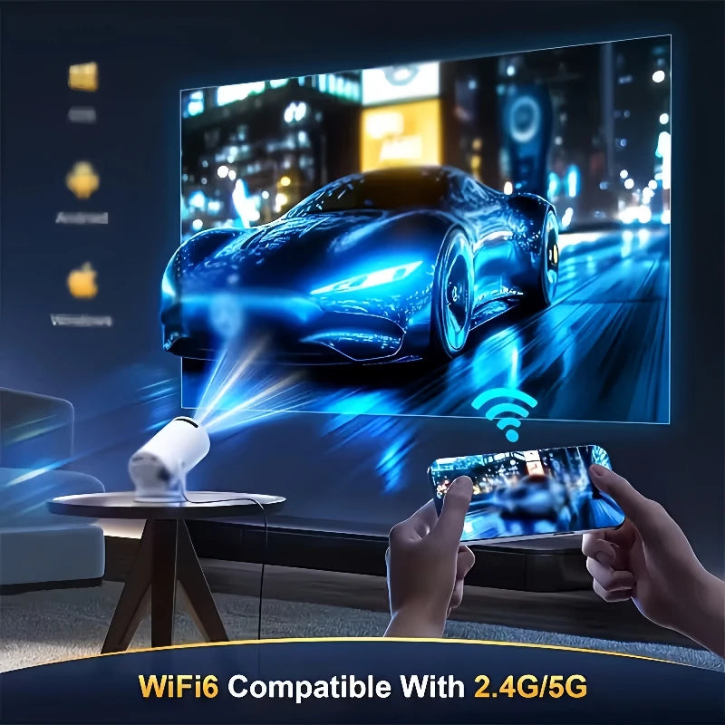 1080P 1280720P Cinema HY300 New Projector 4K Android 11 Wifi6 290ANSI Allwinner H713 BT50 Outdoor Portable Projectors