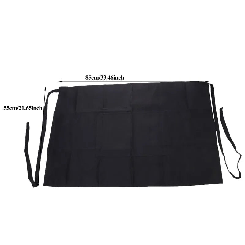 Fashion Waiter's Half Length Apron Black Short With Pockets  Waitress Coffee Tea Shop Cafe Cooking Kitchen Men Women Work Aprons