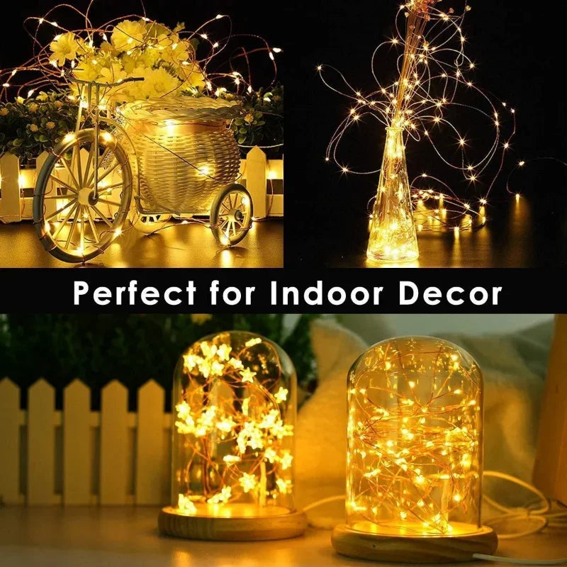 30M USB Fairy String Lights LED Sliver Wire Lights With 8 Lighting Modes Remote Control For Bedroom Christmas Decor