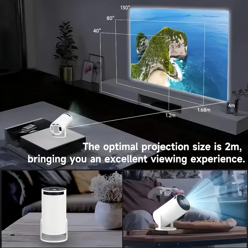 1080P 1280720P Cinema HY300 New Projector 4K Android 11 Wifi6 290ANSI Allwinner H713 BT50 Outdoor Portable Projectors