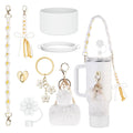 8pcs/lot straw cap case Charm chain pendant Accessories hairball Keychain Handle for Stanley cup bottle Tumbler for Women