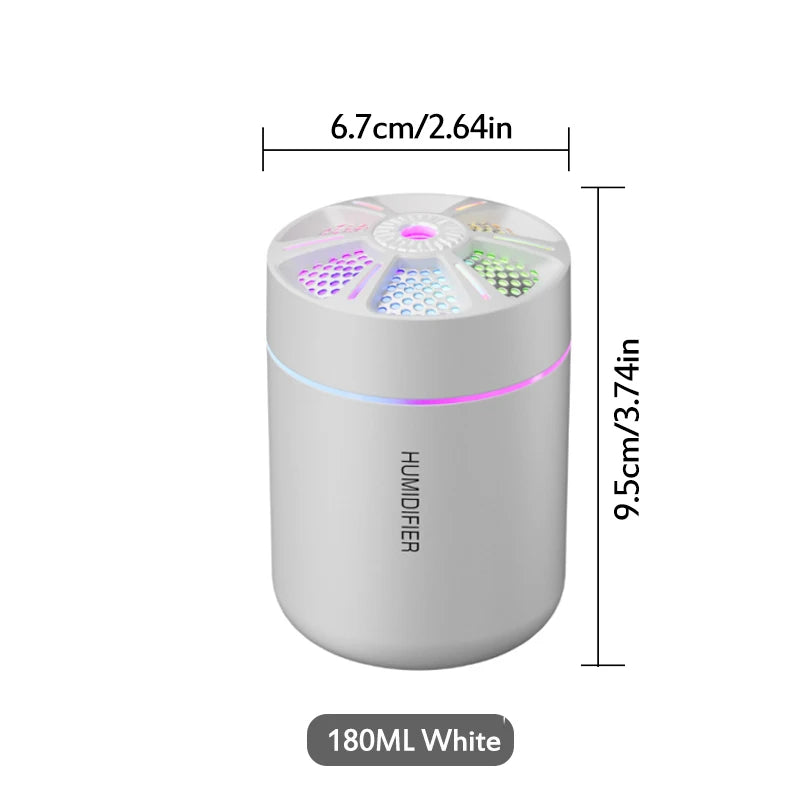 Ultrasonic 5V USB 180ml Humidifier Mist Maker Car Aroma Diffuser Essential Oil Purifier with RGB Ambient Lamp DIY Air Fresher