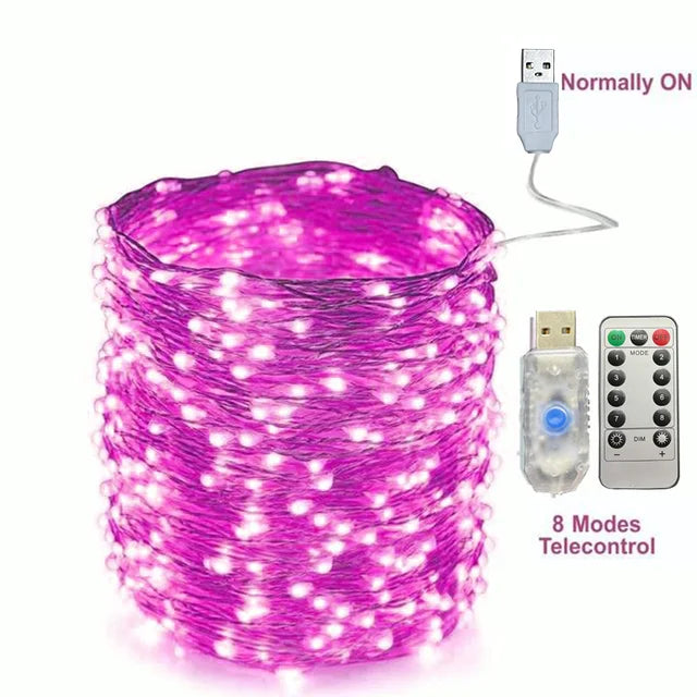30M USB Fairy String Lights LED Sliver Wire Lights With 8 Lighting Modes Remote Control For Bedroom Christmas Decor