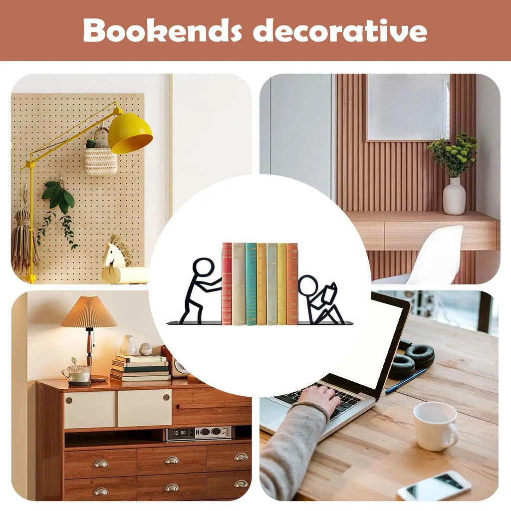 Bookends for Shelves Non-Skid Space-Saving Holder Book Stopper Organzier for Kids Room for Bookshelves Coffee Tables Library TV
