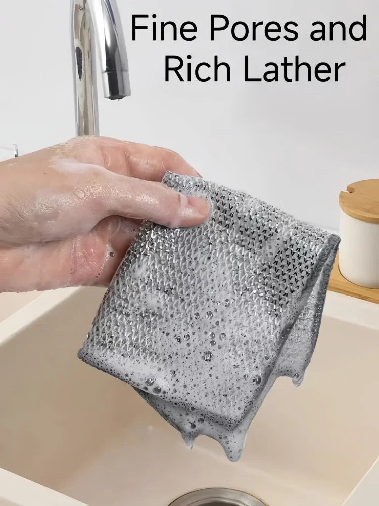Thickened Steel Wire Cleaning Cloth Non-Scratch Double-layer Single-Layer Iron Microfiber Mesh Dishrag Washing  Kitchen Towel