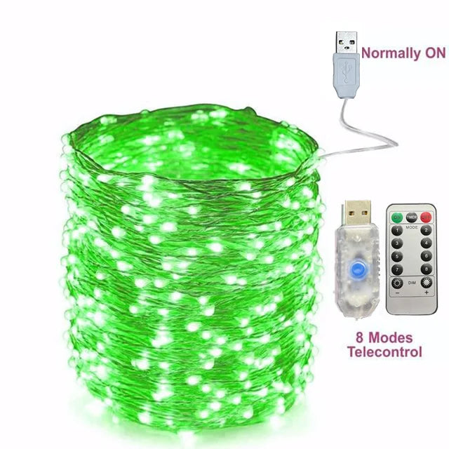 30M USB Fairy String Lights LED Sliver Wire Lights With 8 Lighting Modes Remote Control For Bedroom Christmas Decor