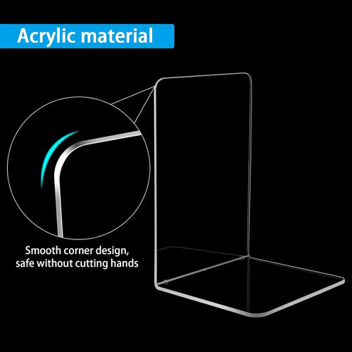 2-8 Pieces Book Ends, Bookends, Books Stand, Books Stoppper, Clear Bookend for Shelves, Acrylic Book Ends for School, Library