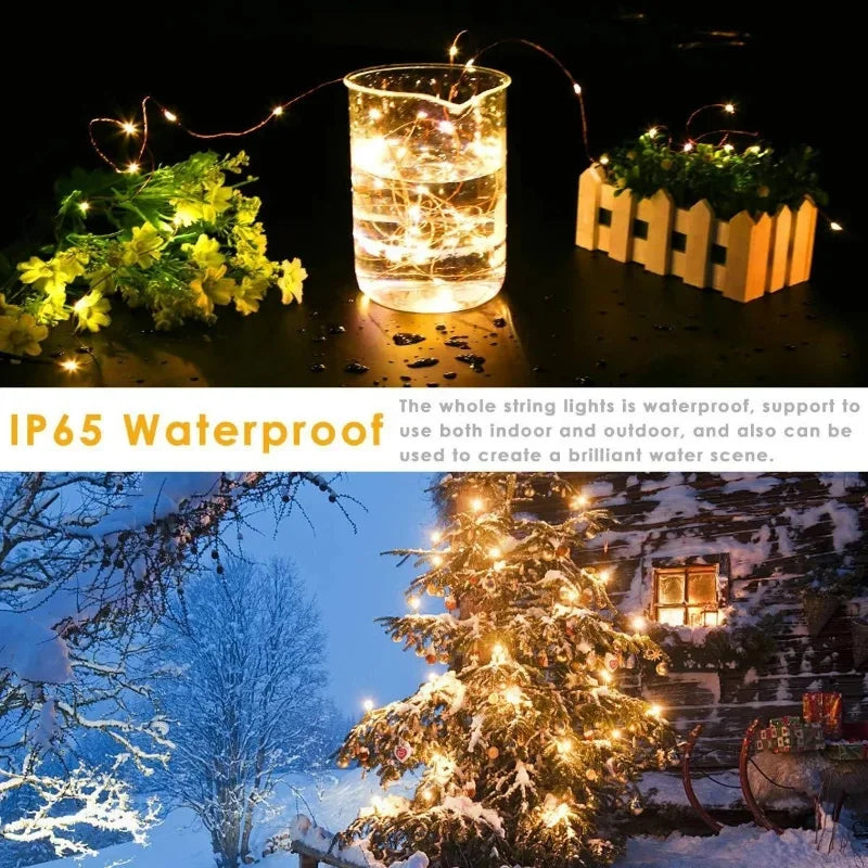 30M USB Fairy String Lights LED Sliver Wire Lights With 8 Lighting Modes Remote Control For Bedroom Christmas Decor