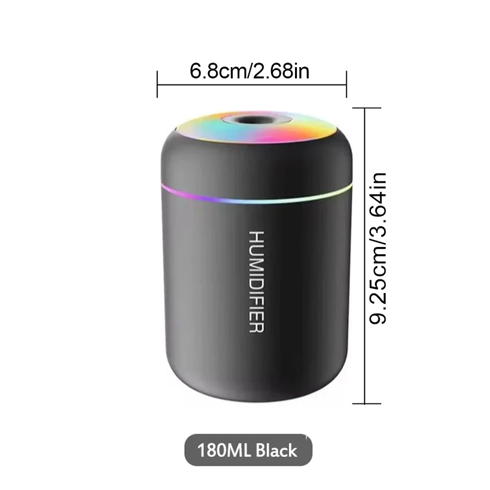 Ultrasonic 5V USB 180ml Humidifier Mist Maker Car Aroma Diffuser Essential Oil Purifier with RGB Ambient Lamp DIY Air Fresher