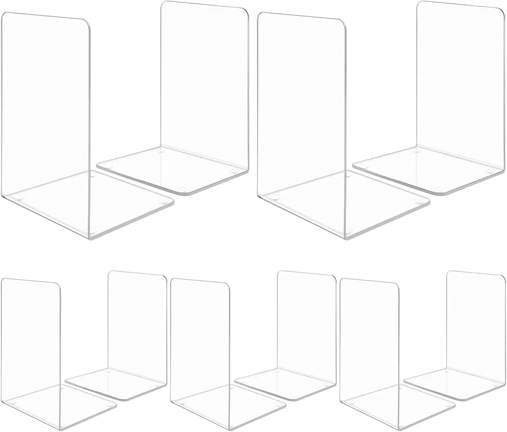 2-8 Pieces Book Ends, Bookends, Books Stand, Books Stoppper, Clear Bookend for Shelves, Acrylic Book Ends for School, Library