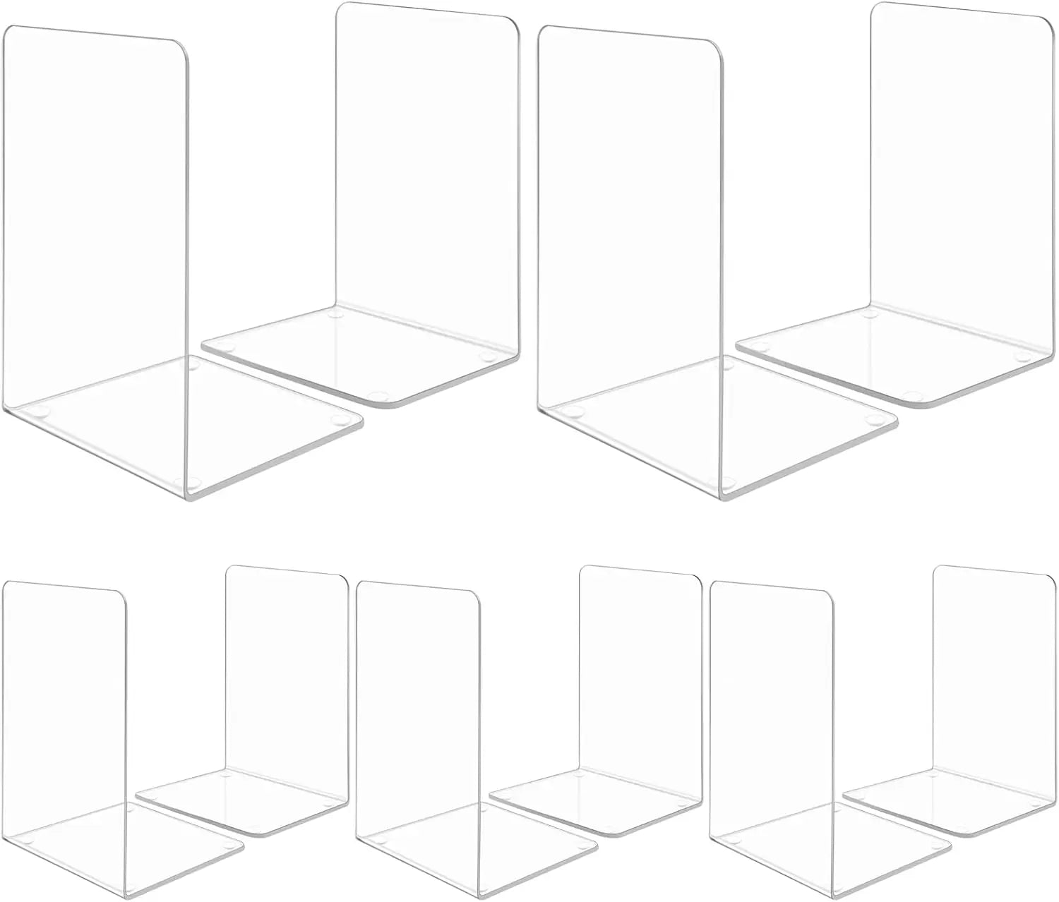 2-8 Pieces Book Ends, Bookends, Books Stand, Books Stoppper, Clear Bookend for Shelves, Acrylic Book Ends for School, Library