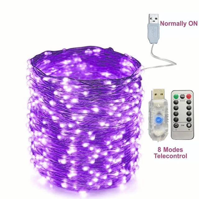 30M USB Fairy String Lights LED Sliver Wire Lights With 8 Lighting Modes Remote Control For Bedroom Christmas Decor