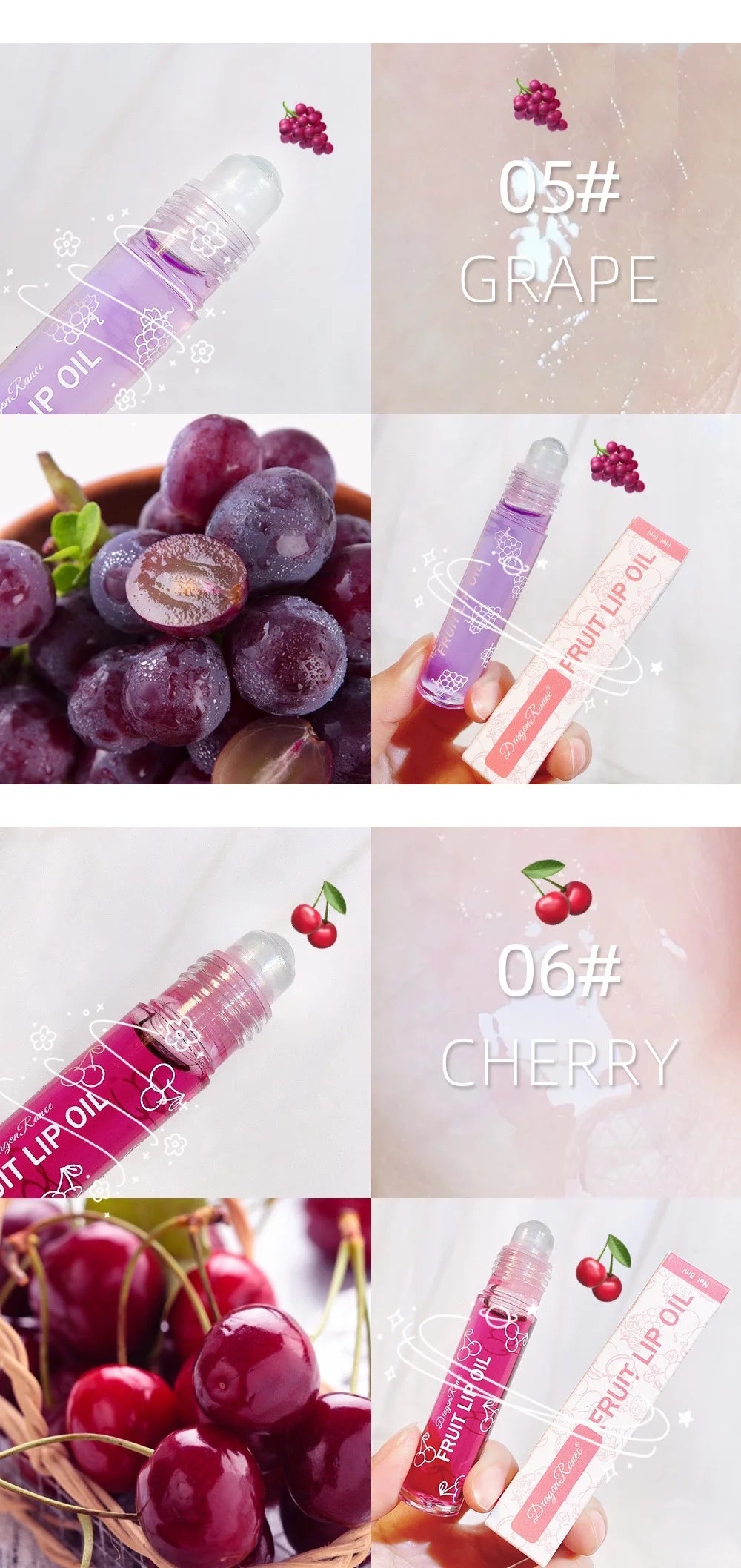 Fruit Lip Oil, Daily Base, Water-Glossy Mirror Finish, Enhances Complexion, Lip Gloss, Moisturizing, Long-Lasting, Waterproof, Versatile Lip Oil