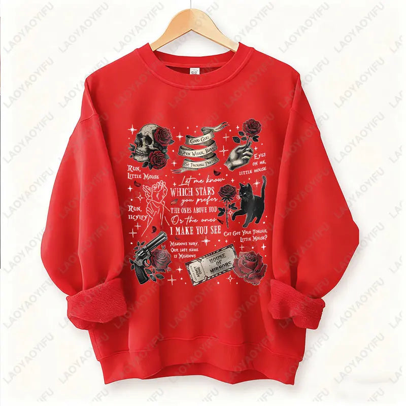 Run Little Mouse Haunting Adeline Dark Romance Book Hoodie Spicy Smut Reader Gifts Black Cat Graphic Pullover Men Women Hoodie