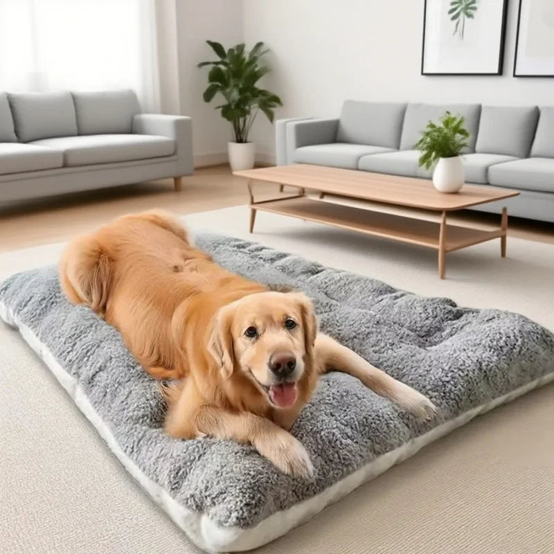 Extra Large Plush Dog Bed Sofa Thickened Super Soft Polyester Pet Mat Dog Crate Mat Bed